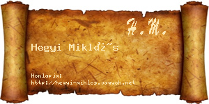 Hegyi Miklós névjegykártya